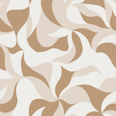 Canvas Print - Floral abstract light beige and brown seamless background for textile, wrapping, paper. Swirling waves pattern. Delicate nature leaf texture. Vector wallpapers