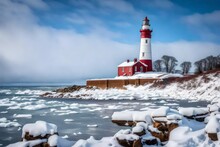 Lighthouse In The Snow