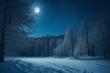 winter landscape with moon