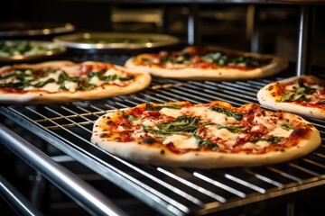 Sticker - freshly baked pizzas cooled on a rack