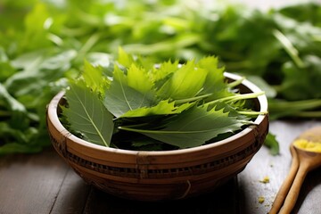 Sticker - fresh picked dandelion leaves in a salad bowl