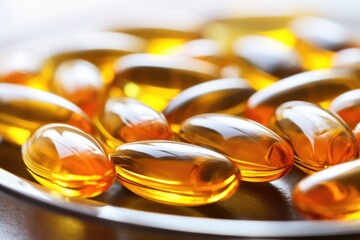 Poster - close-up of fish oil capsules for omega 3 fatty acids