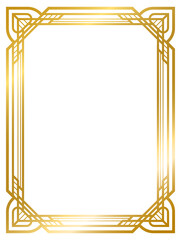 Wall Mural - Art Deco decorative gold frame vintage frame ornament frame line geometric wedding label card frame png transparent background