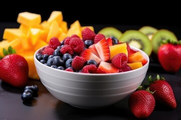 Poster - a bowl of fresh ripe fruits ready to be used in a dessert