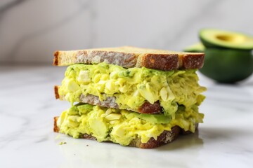 Poster - avocado egg sandwich on a marble table