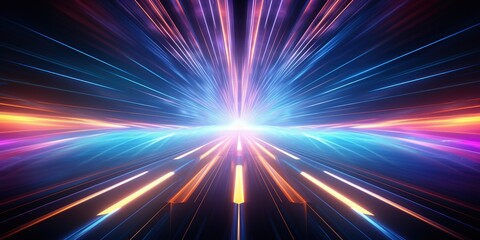 Wall Mural - neon lights speed tunnel background
