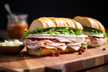 Canvas Print - a sub sandwich filled with turkey and cranberry