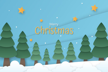 Wall Mural - Christmas background in paper style design