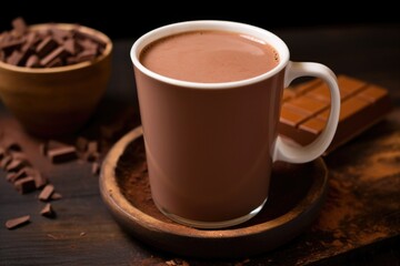 Canvas Print - cropped coaster under a steaming cup of hot chocolate