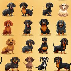 Dachshund dogs breed cute cartoon repeat pattern