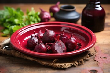 Wall Mural - steamed beetroot on a ceramic plate