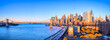 the skyline of new york during sunrise