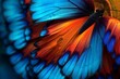 Vibrant butterfly wings in breathtaking hues, perched on a flower in close-up macro shot. Generative AI