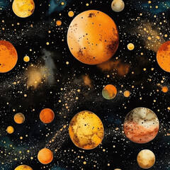 Wall Mural - Watercolor galaxy colorful art repeat pattern