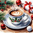 Cup of hot chocolate with marshmallows. Christmas and New Year background
