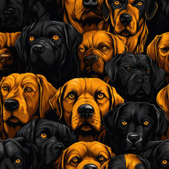 Poster - Mastiffs dogs breed animal cartoon repeat pattern