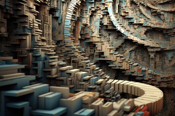 Poster - 3d illustration of abstract geometric composition,digital art works. computer generated graphics, fo