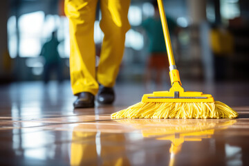 Floor mopping activities to maintain a clean and healthy environment