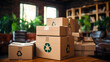 Recycled Cardboard Moving Boxes with Recycle Logo