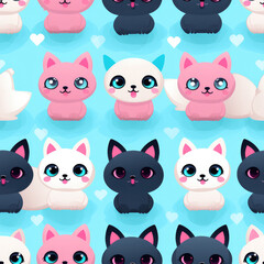 Sticker - Siamese cats breed cute cartoon repeat pattern