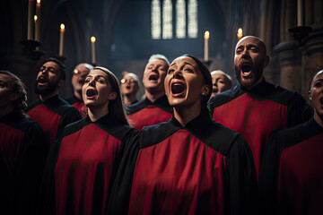 Poster - A Christian church choir raising their voices in harmony