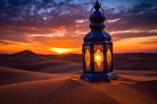 Arabian Sahara Lantern At Sunset For A Breathtaking Ramadan