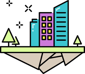 Poster - Virtual city line icon