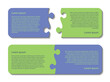 © SunwArt - Business infographics with two puzzle  green and blue pieces. Vector design. Couple puzzle elements. Cooperation and teamwork concept. Problem solving  or business partnership abstract concept.