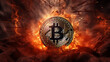 Burning Bitcoin Gold Coins, Digital Money and Investing