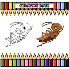 Wall Mural - Cartoon grasshopper for coloring book