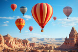 Fototapeta Góry - GENERATIVE AI: Skybound Euphoria - Hot Air Balloon Over Cappadocia
