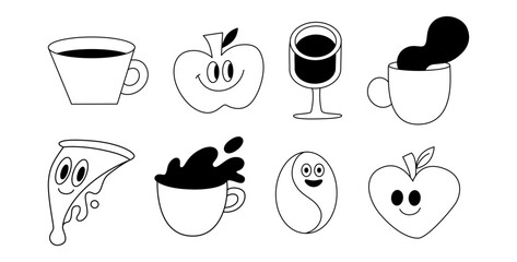 Aufkleber - Vector illustration in trendy flat simple linear style, funny mascot and cartoon character, friendly sticker and badge for advertising, social media