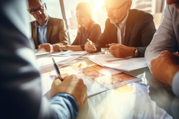 Poster - business people at meeting together