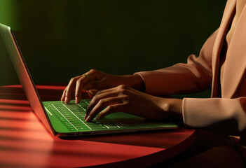 Aufkleber - Close up shot of unrecognisable woman using laptop