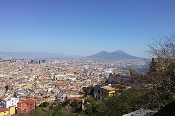 Wall Mural - Aerial view of Naples city with Mount Vesuvius