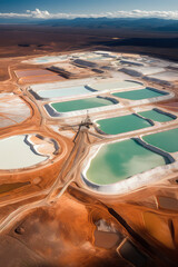 Wall Mural - aerial view of lithium mining ponds