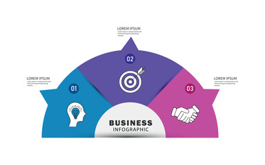 Fototapete - Business infographic semicircle template with 3 options