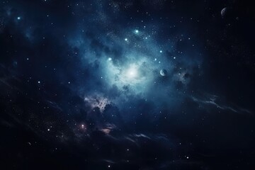 Poster - A captivating image showcasing a space scene filled with stars and planets. 