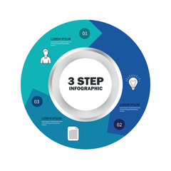 Wall Mural - Vector infographic circle. Cycle diagram with 3 steps. Round chart that can be used for report, business infographics