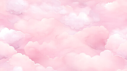 Wall Mural - watercolor pink clouds seamless pattern