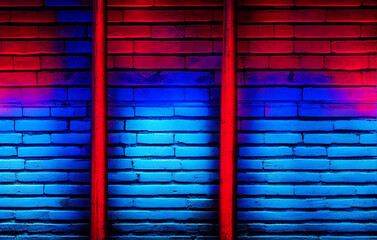 Wall Mural - Lighting effect red and blue neon background for product display, banner, or mockup.