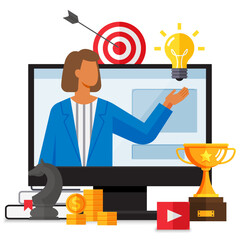 Poster - business motivation. finance target. solution searching. goals and objectives, sales growth and succ