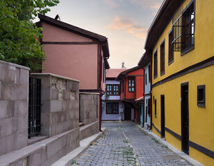 Wall Mural - Historical Afyon houses and Karahisar castle. Afyonkarahisar, Turkey 