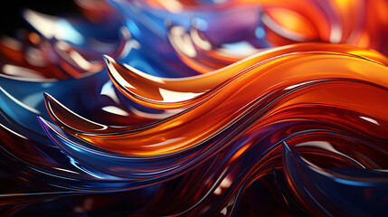 Wall Mural - Abstract Blue and Orange Wave Background