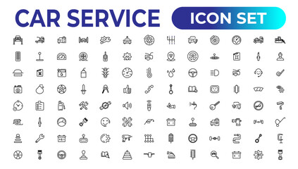 Wall Mural - Car service icon set with editable stroke and white background. Auto service, car repair icon set. Car service and garage.