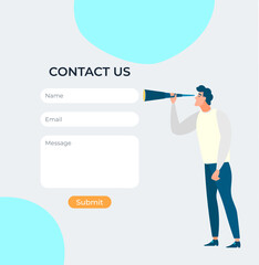 Contact us. Vector illustration. Discover world information on web Our website offers comprehensive range services. Contact us form. Use our web form to submit your inquiries and contact information