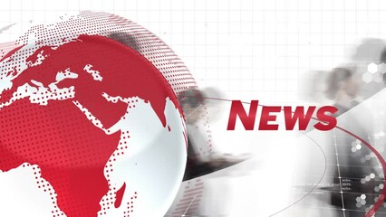 Poster - Animation of news text over globe and data processing