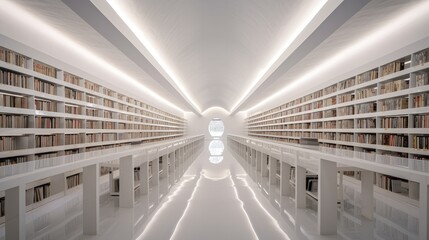 Canvas Print - Chinese high school library with amazing space and light where learning is easy. Generative AI Technology 