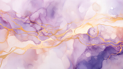 Wall Mural - abstract fractal marble pattern, in the style of pale violet and gold, marbleized, expressionistic m