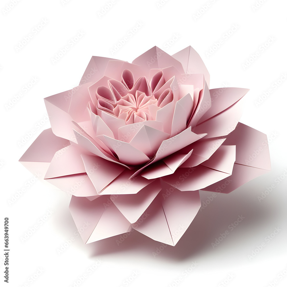 Origami peony flower on white background, paper flower art, paper craft ...